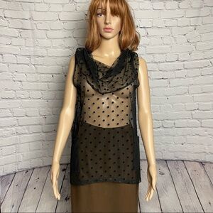Megan Brogden Sheer Polka Dot Black Sleeveless Top Size M